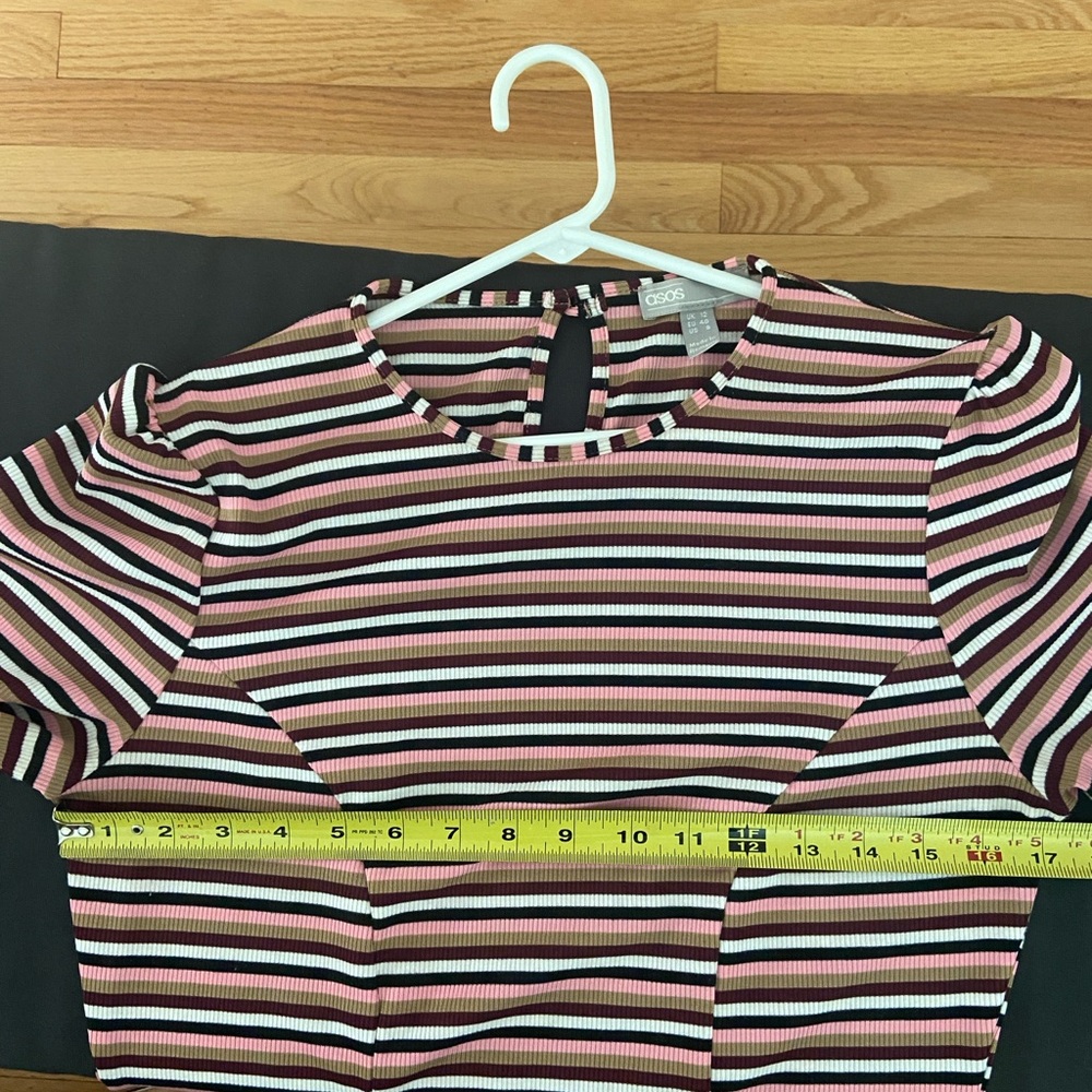 ASOS Ribbed Knit Striped Dress US 8 - Picture 7 of 8
